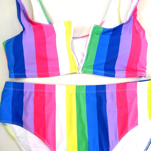 FOREVER 21 Rainbow PRIDE Bikini NWOT - Picture 7 of 9